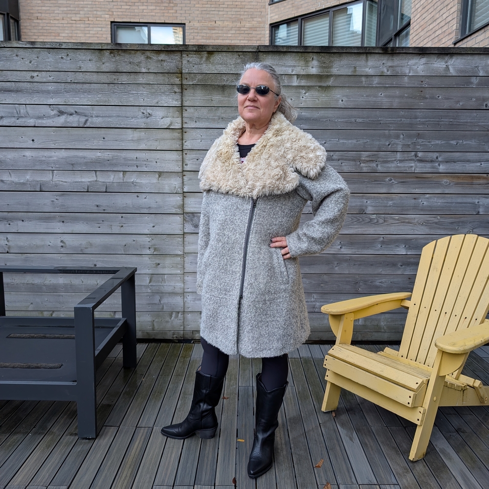 Marks & Spencer Limited Edition Gray Wool Blend Coat with Cream Collar